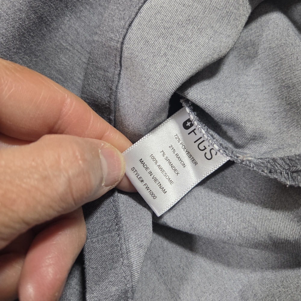 Figs Scrubs Top Gray V-Neck Top Short Sleeve Nurse Top Charcoal - Picture 6 of 9